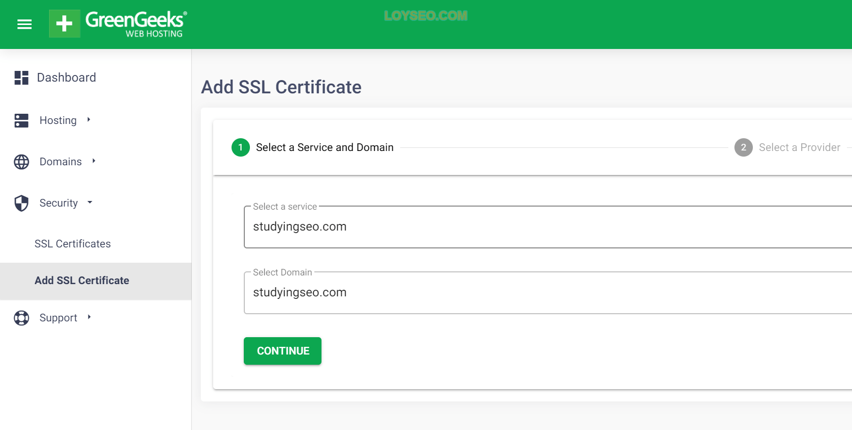 adding lets encrypt ssl greengeeks account