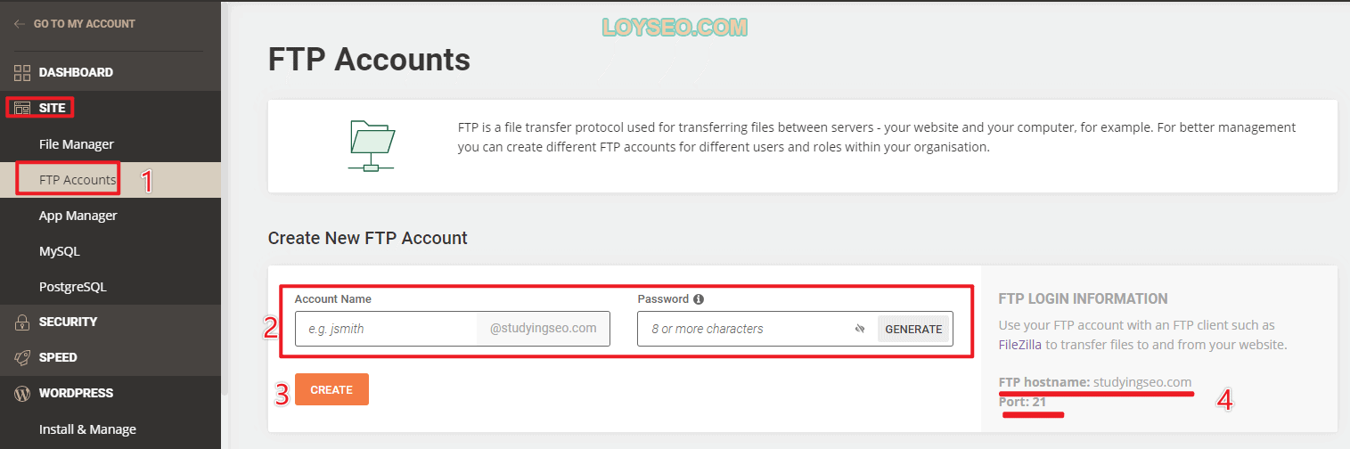 siteground ftp account