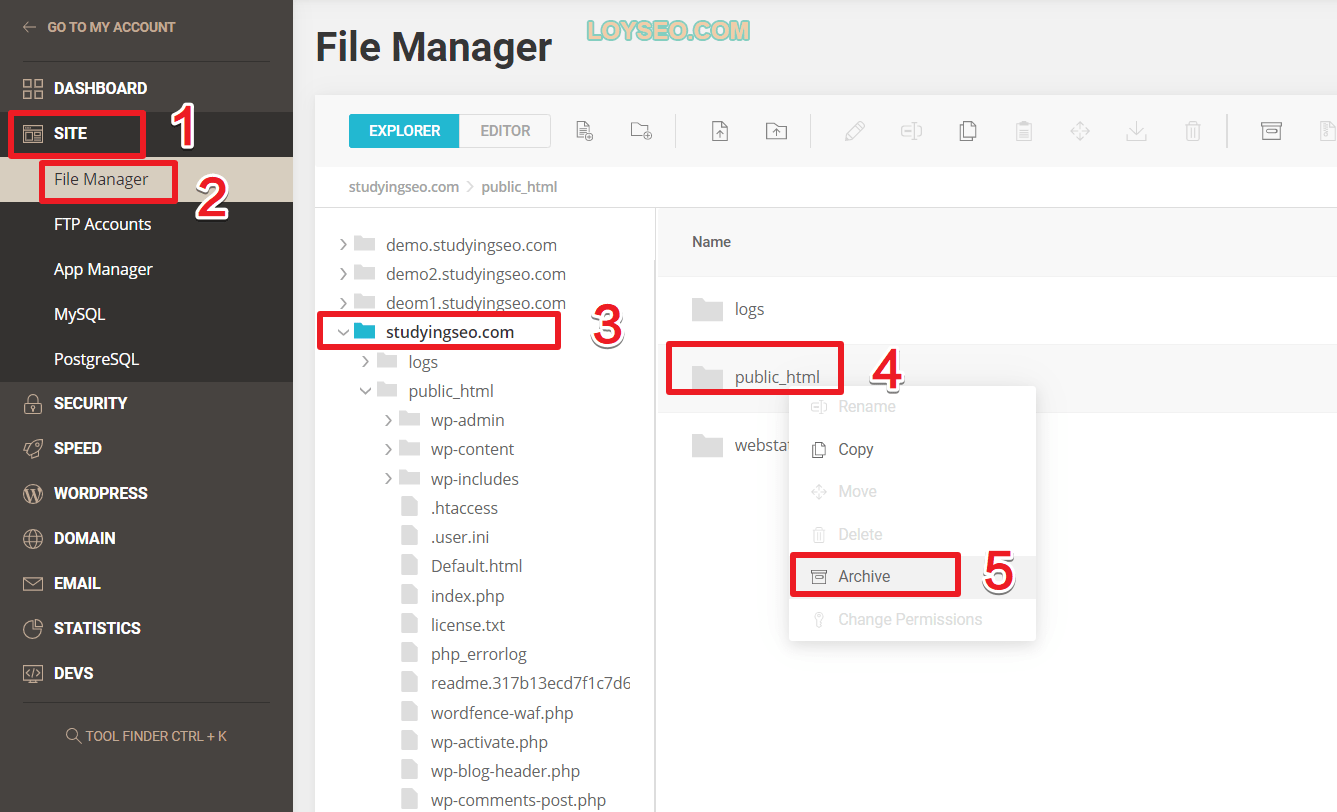 siteground sitetools file archive