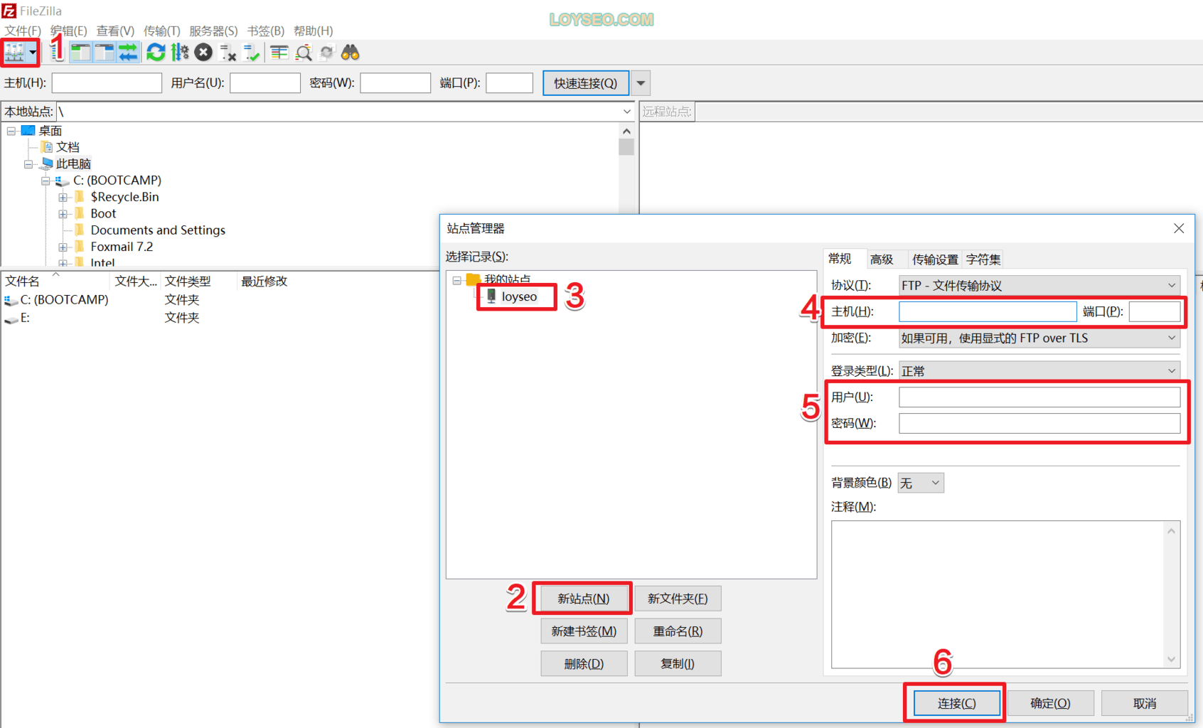 use ftp connect website hosting