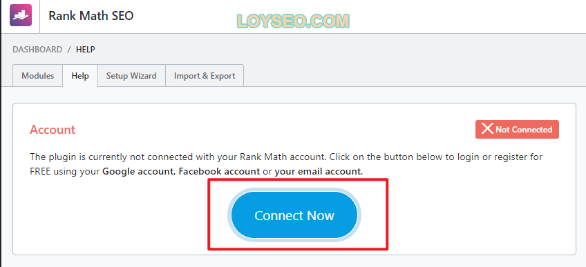 connect rank math seo account