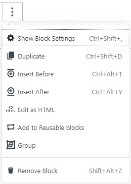 wordpress gutenburg block option