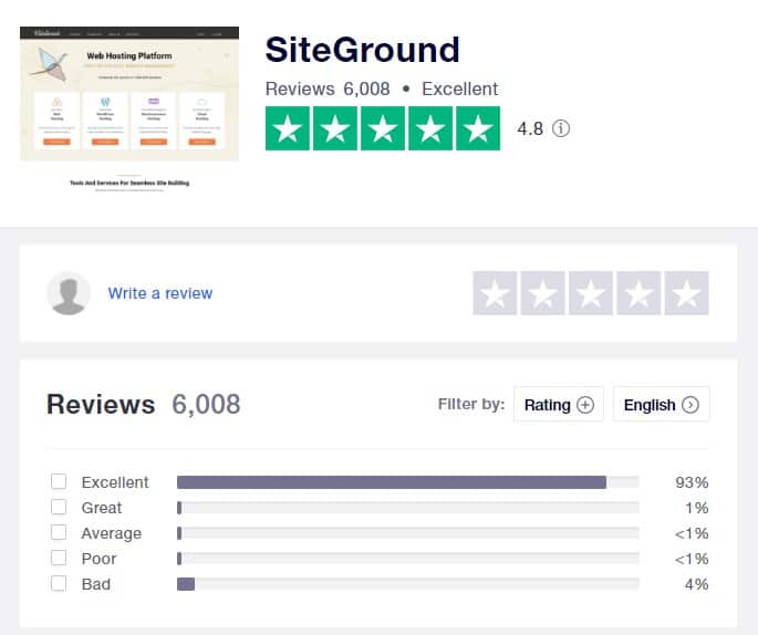 siteground trustpilot