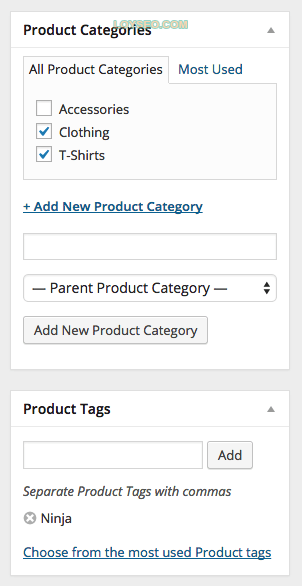 WooCommerce Product Categories and Tags