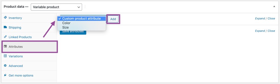 custom attribute - WooCommerce如何添加可变产品
