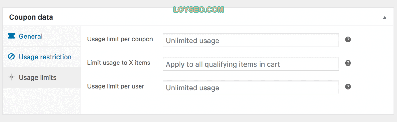 coupon data usage limits