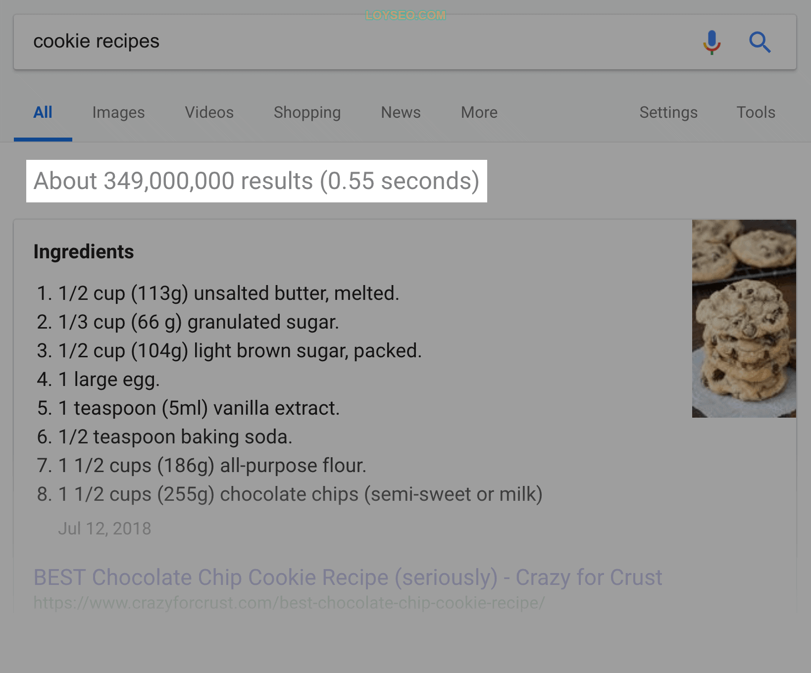 “cookie recipes” – SERPs "cookie recipes" – SERPs