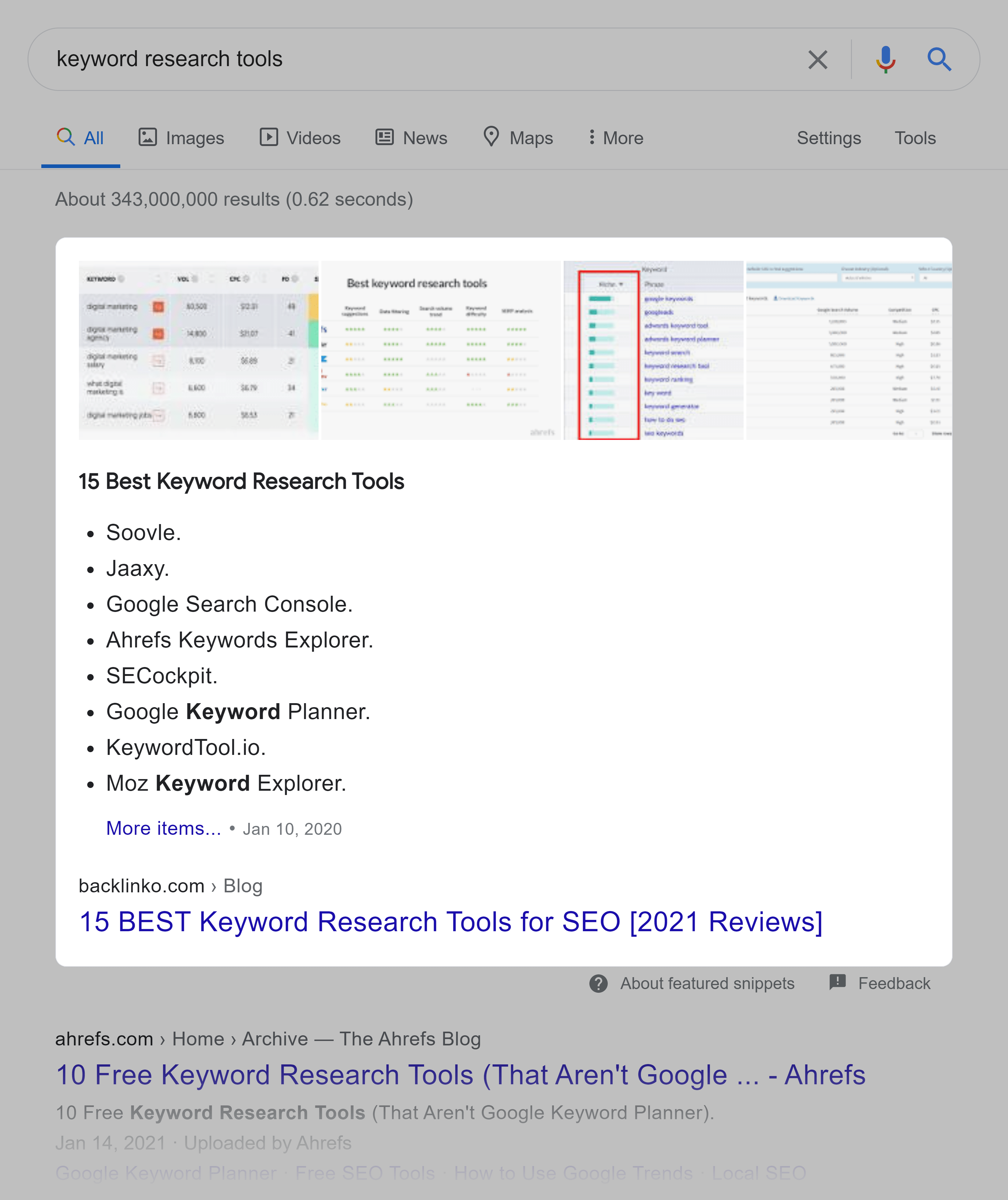 Google SERP – Keyword research tools Google SERP – Keyword research tools