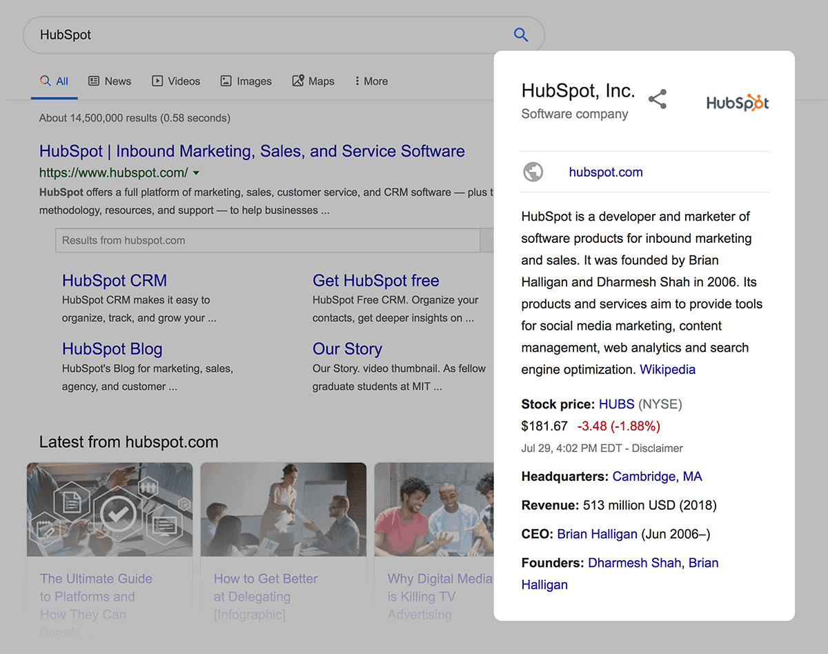 hubspot knowledge graph - 什么是SERP? hubspot knowledge graph
