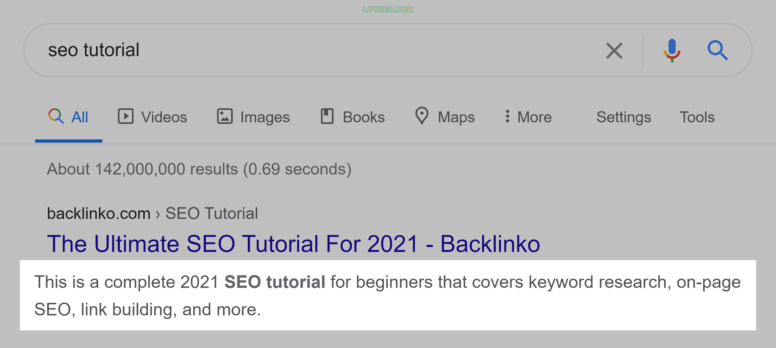 Meta description in Google SERP Meta description in Google SERP
