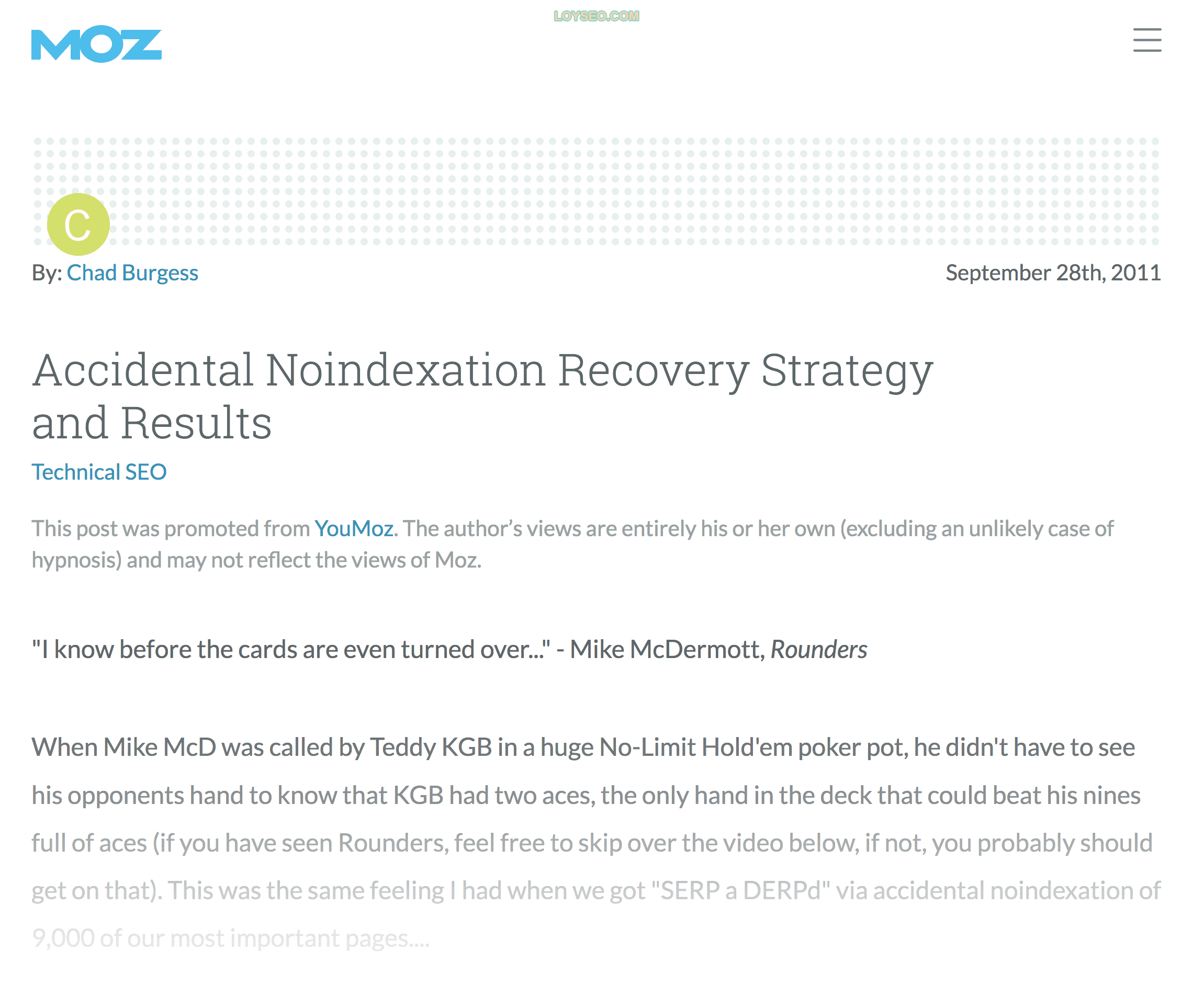 Moz – Noindex article Moz – Noindex article