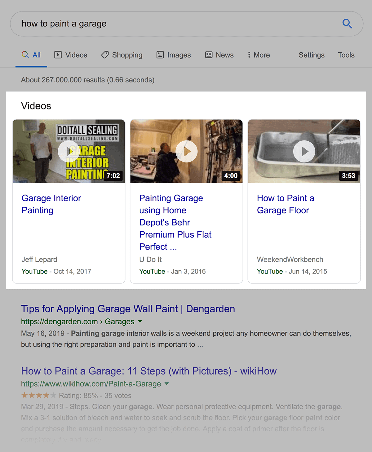 video results for how to paint a garage - 什么是SERP? video results for how to paint a garage