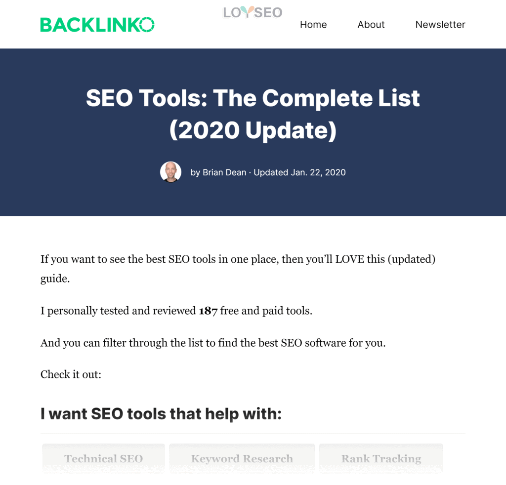 backlinko seo tools post - SEO友好型网页设计 Backlinko – SEO Tools Post