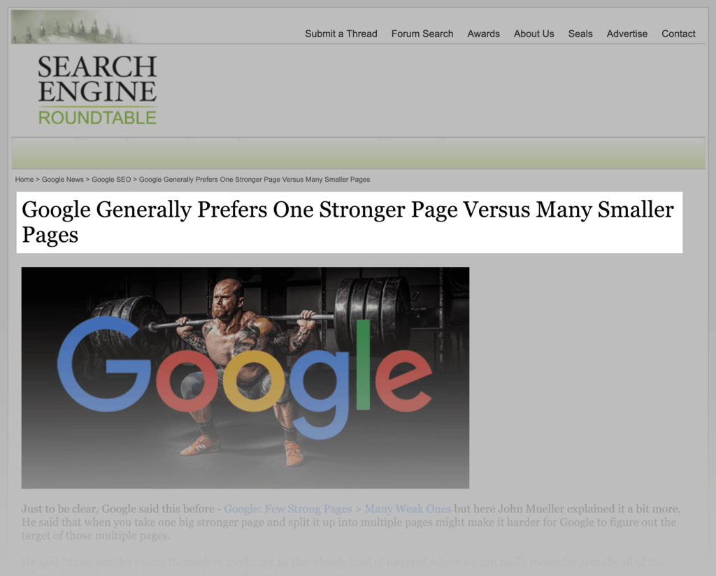 google prefers smaller sites with a few awesome pa - SEO友好型网页设计 Google prefers smaller sites with a few awesome pages