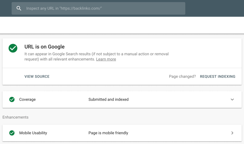 google search console green checkmark if everyth - SEO友好型网页设计 Google Search Console – Green checkmark if everything is okay