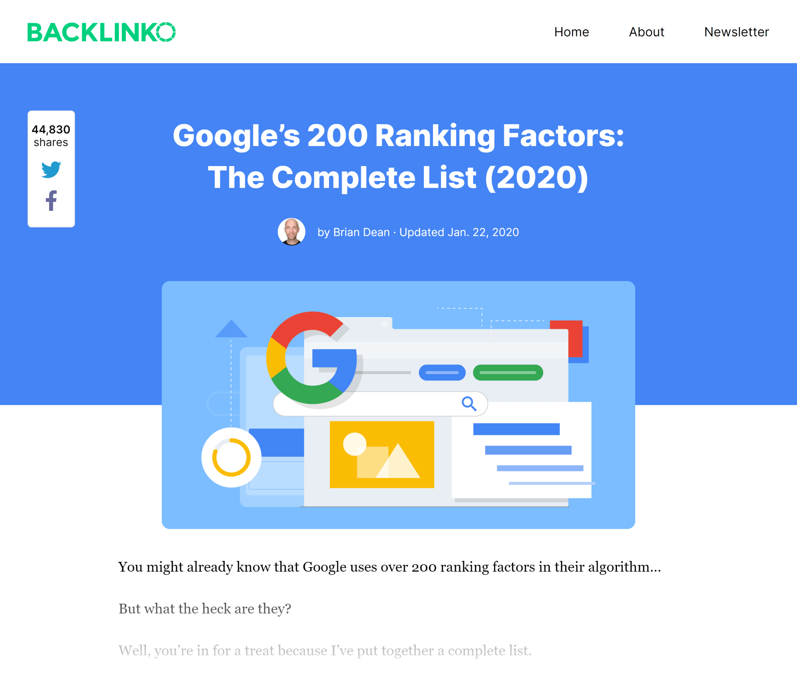 Backlinko – Google ranking factors post