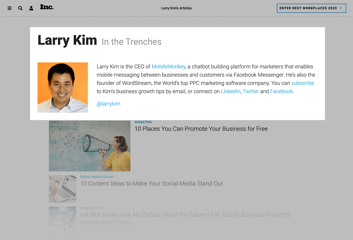 larry kim guest posting on inc - 什么是外链?如何建立外链? Larry Kim guest posting on Inc.