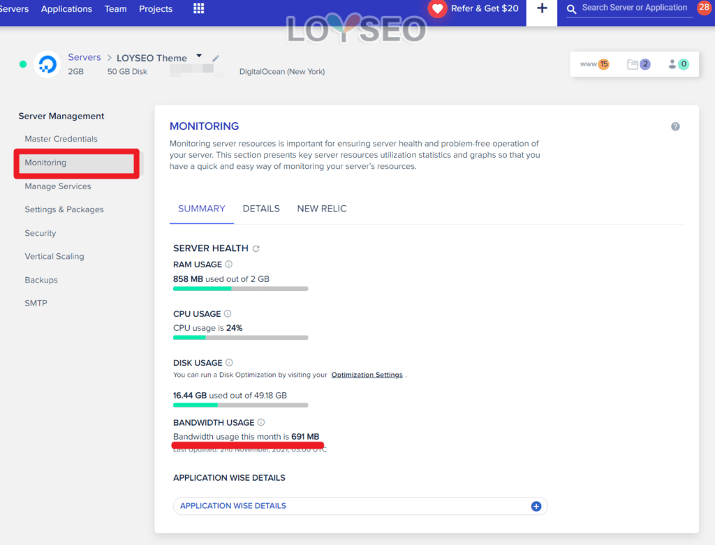 cloudways monitor transfer