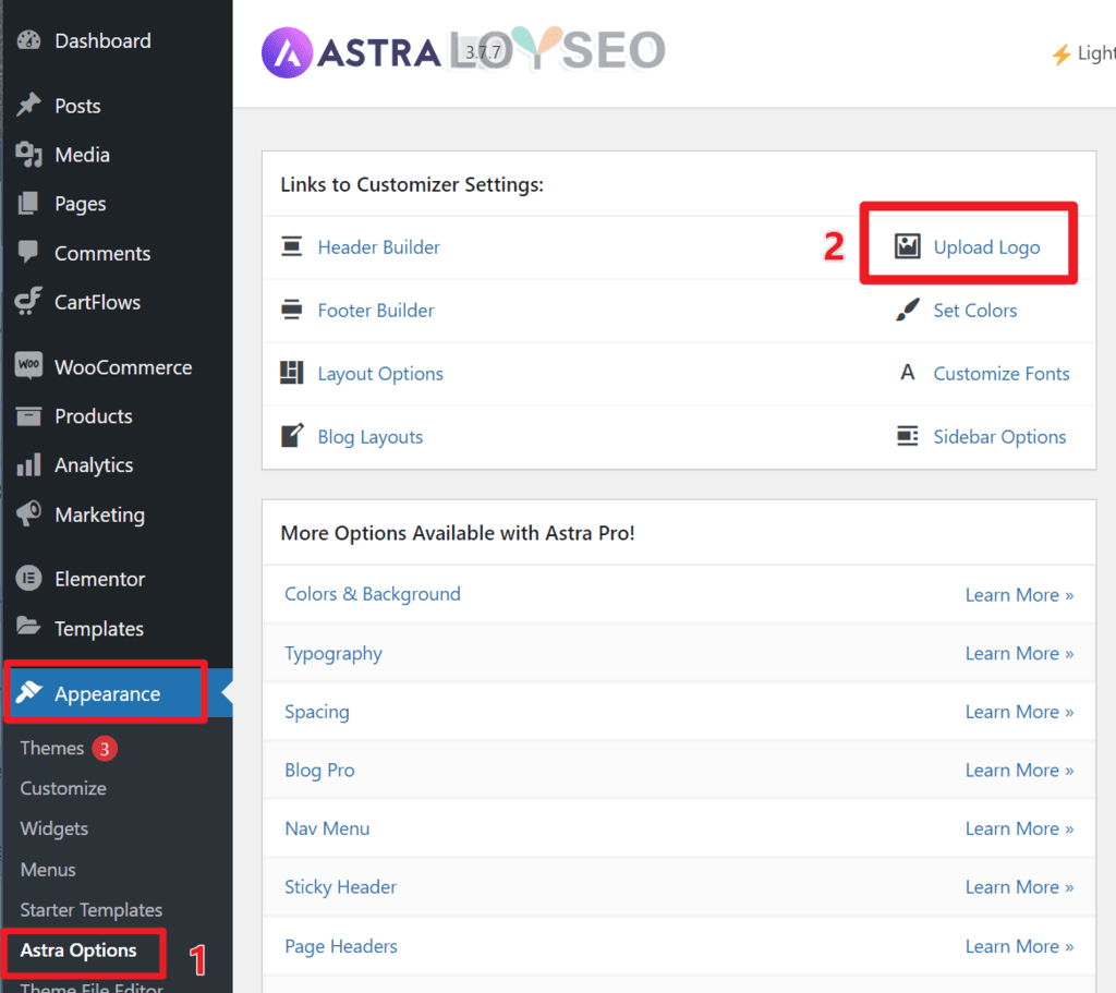astra upload logo - Astra主题教程:如何制作B2B外贸独立站 B2B外贸独立站:如何用Astra主题制作