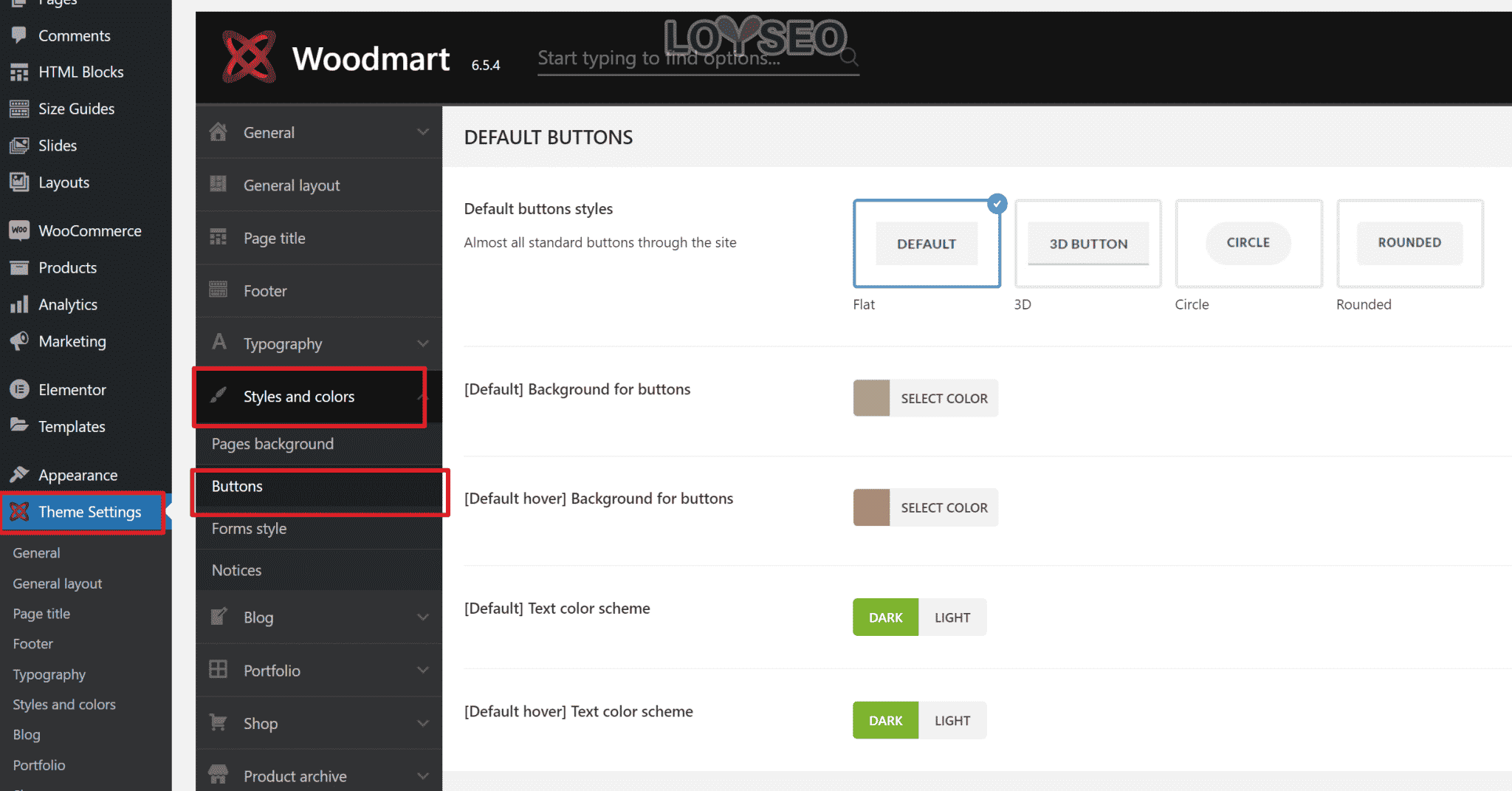 Woodmart主題按鈕樣式設置