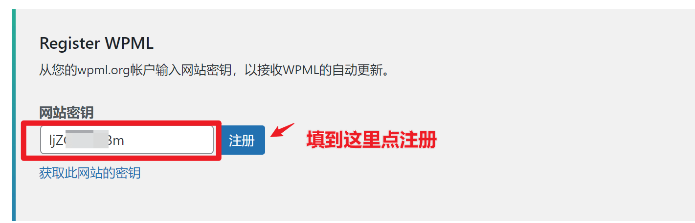 add wpml site key