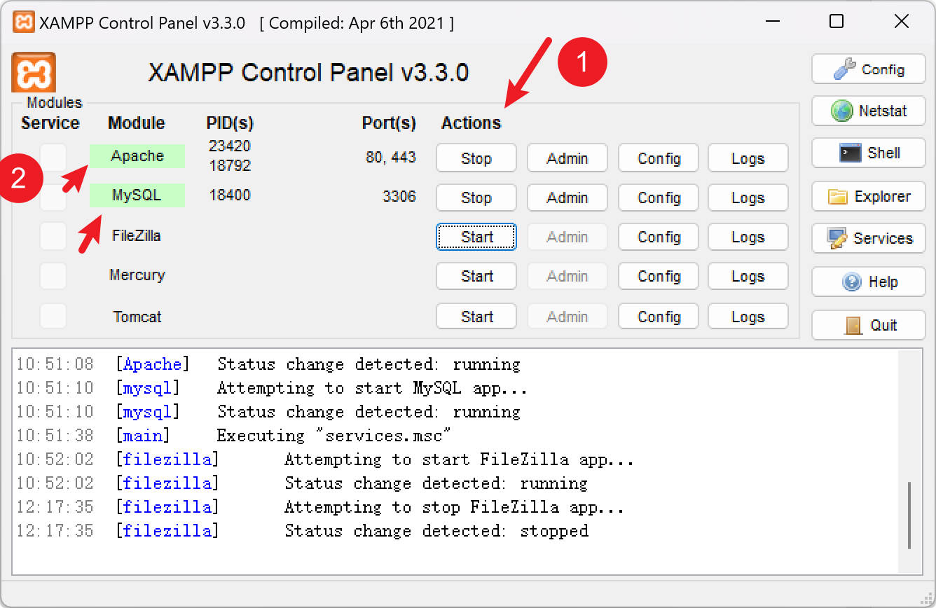 xampp apache mysql